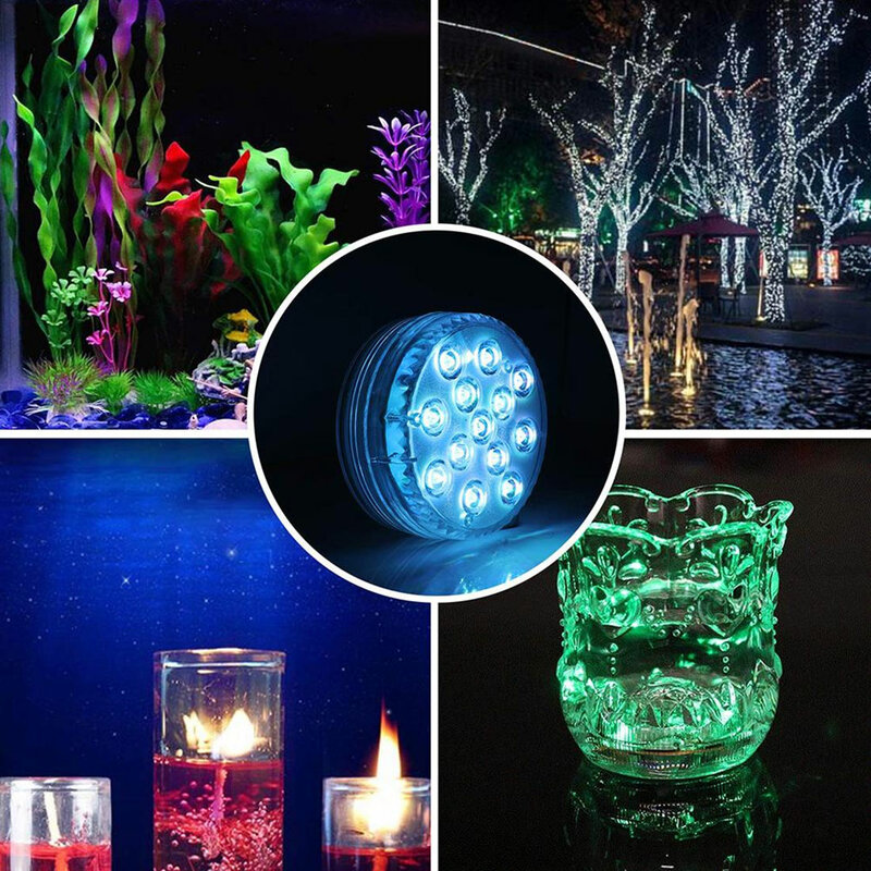 13 Led Outdoor Lamp With Magnet Remote Controlled RGB Underwater Submersible Lights For Outdoor Vase Fish Tank Pond Garden