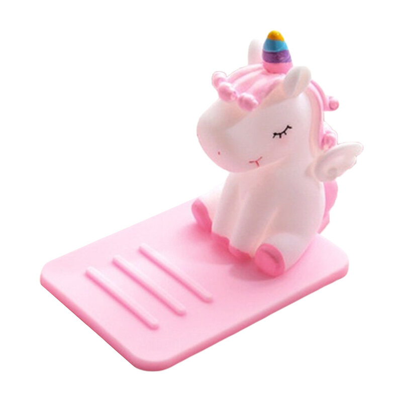 Soporte antideslizante para teléfono móvil, decoración de escritorio, bonito dibujo de unicornio