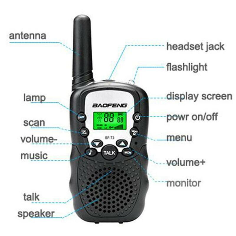 2 pz Baofeng BF-T3 Mini Walkie Talkie Radio amatoriale UHF 462-467MHz 22 canali palmare T3 Wireless Radio bidirezionale per KidsToy