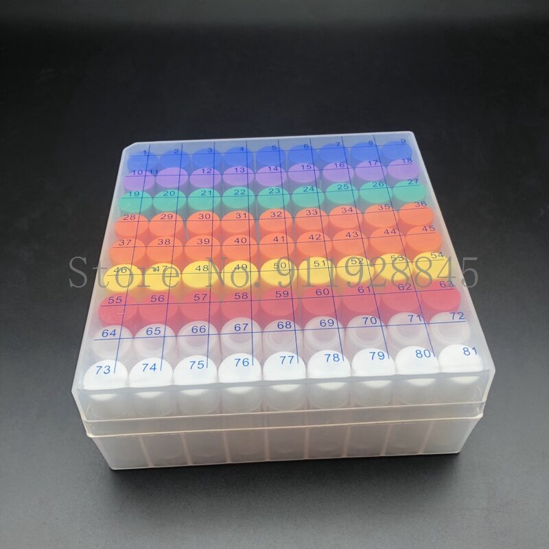 1set include one piece 81- lattice digital code Storage Box for Store Cryovial+81pieces 1.8ml plastic Refrigerating tube
