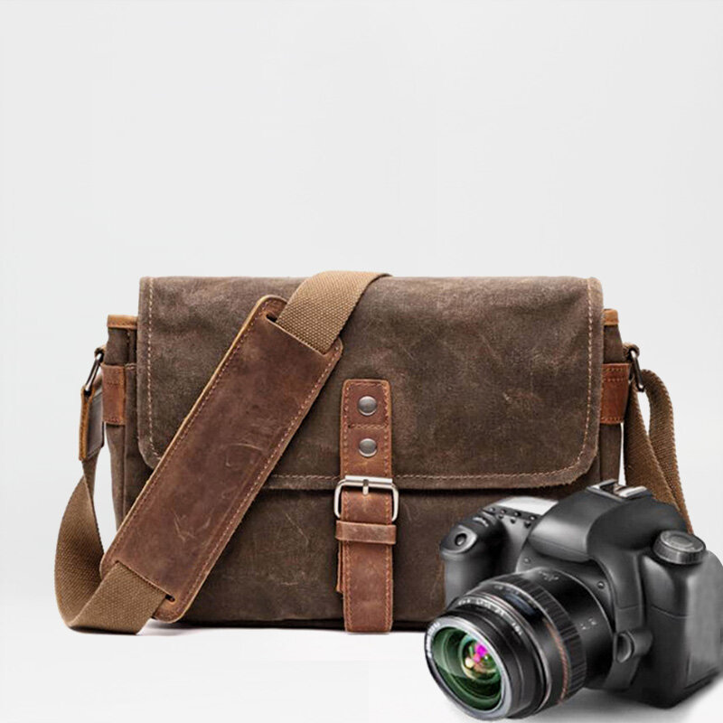 Outdoor Kamera Tasche Digital SLR Professionelle Wasserdichte Öl Wachs Leinwand Kamera Micro Schulter Tasche