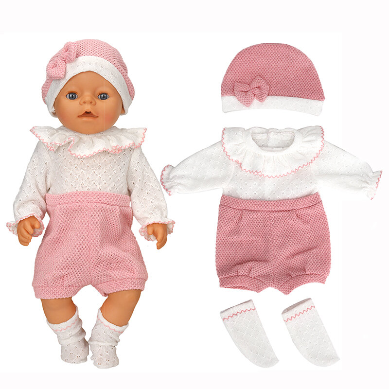 Setelan Hangat + Topi Gaya Baru Baju Boneka Fit 17 Inci 43Cm Baju Boneka Bayi Lahir Baju untuk Hadiah Ulang Tahun Bayi