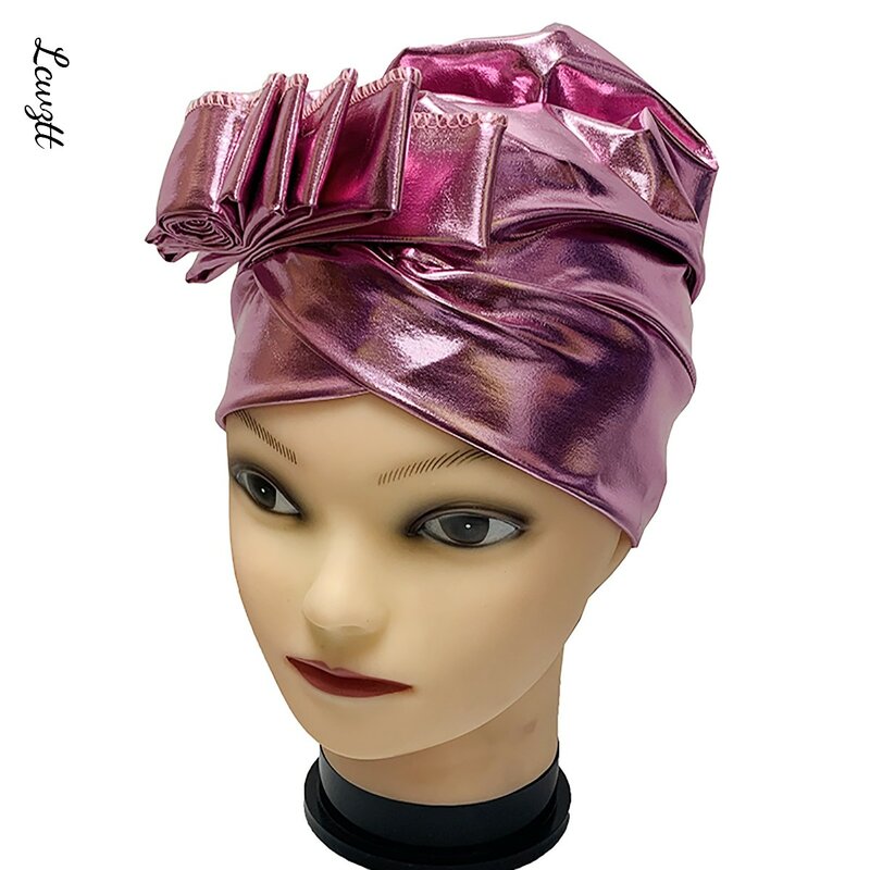 2022 Wholesale 12pcs New African Hat Women Beautiful Handmade Silk Elegant Cap Hat Materials Ladies Hair Accessories Scarf Cap