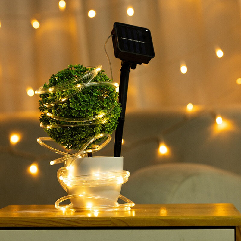 Lampu Peri Surya Lampu Tali LED Tahan Air Luar Ruangan Lampu Natal Surya untuk Teras Pesta Pernikahan Dekorasi Taman Pohon