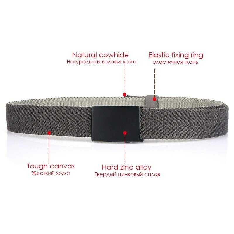 VATLTY 105cm-120cm Canvas Belt for Men Zinc Alloy Silver Reversible Belt Thick Soft Jeans Waistband Girdles Male Outdoors Straps