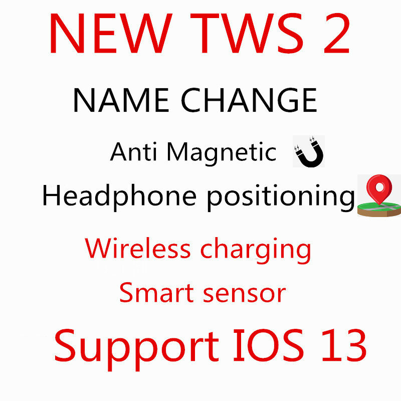 Nova melhor versão tws 2 posicionamento + mudança de nome sensor inteligente carregamento sem fio bluetooth fone ouvido sem fio