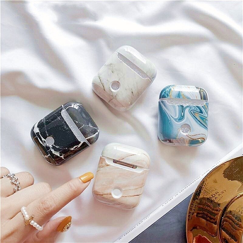 Marble Hard Earphone Case For Apple Airpods Agate Headphone Accessories for Airpods Case Wireless Charging Box Protective Cover