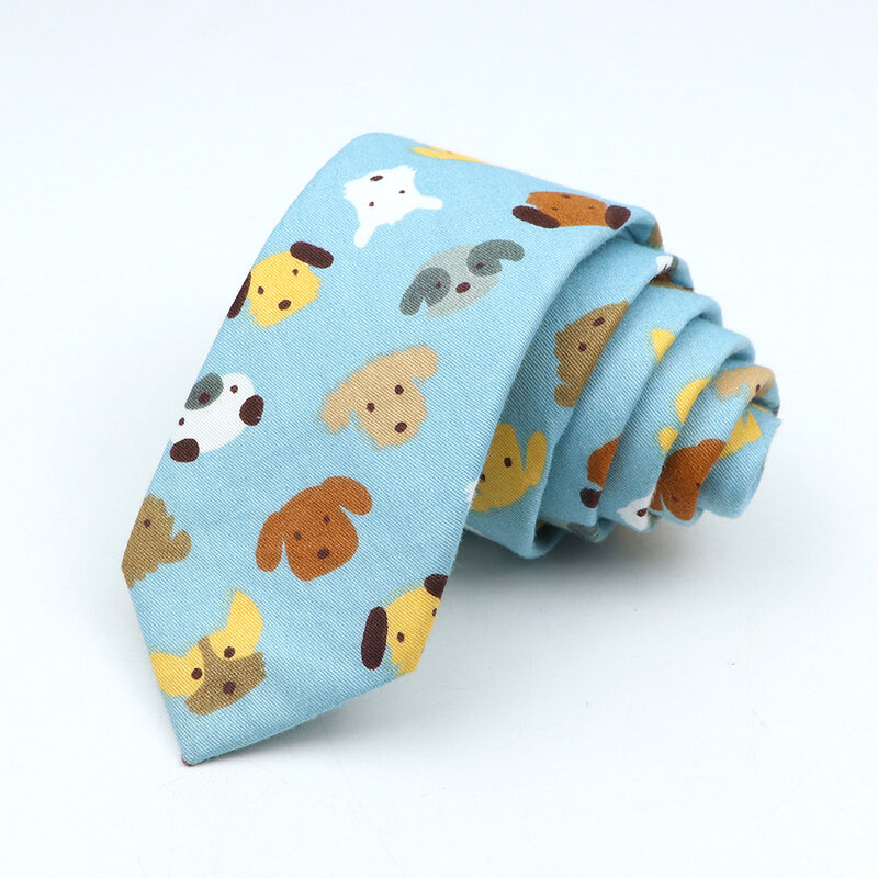 Śliczne kolorowe kreskówki krawat dla mężczyzn kobiety cienka bawełna zwierząt nadruk z owocami krawat Banana kaczka niedźwiedź wąski Cravate zabawny prezent