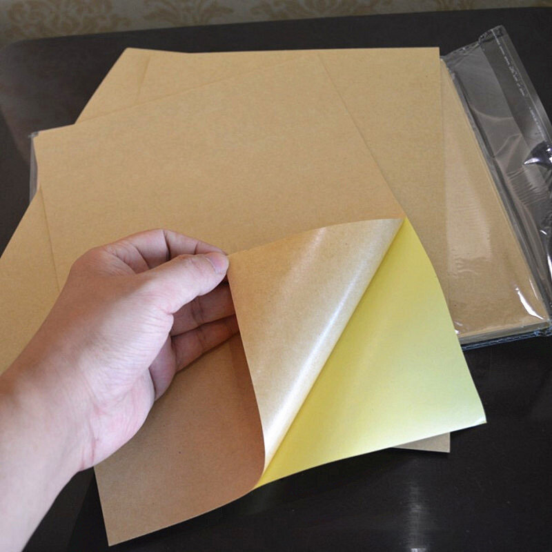 Papier adhésif A4 Kraft, papier autocollant d'impression Laser à jet d'encre imprimable, étiquette autocollante A4, 100