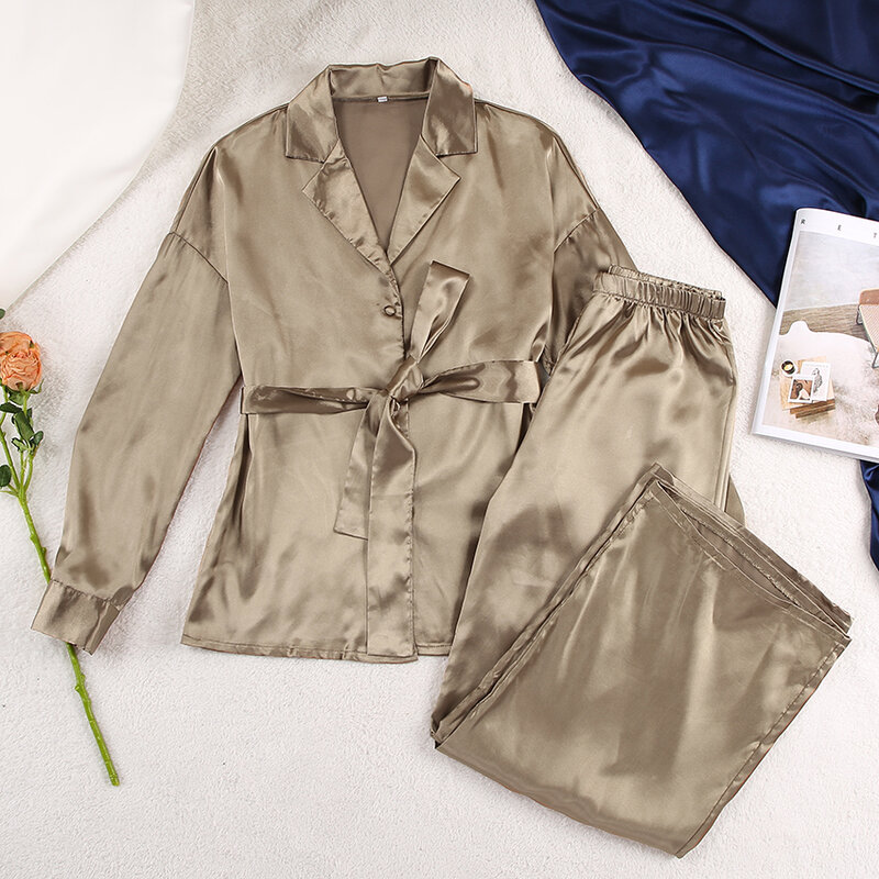 Hiloc-Conjunto de pijama feminino para calças largas, roupa de manga comprida, fatos de calças, roupa caseira, moda inverno, 2022