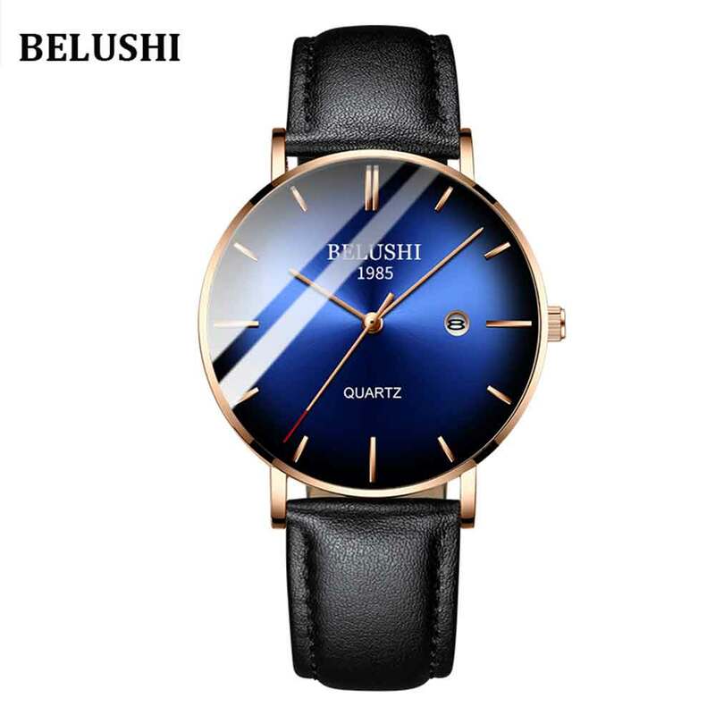 2019 nova moda relógio masculino à prova dwaterproof água pulseira de couro data quartzo casual relógio de negócios masculino marca superior belushi relogio masculino