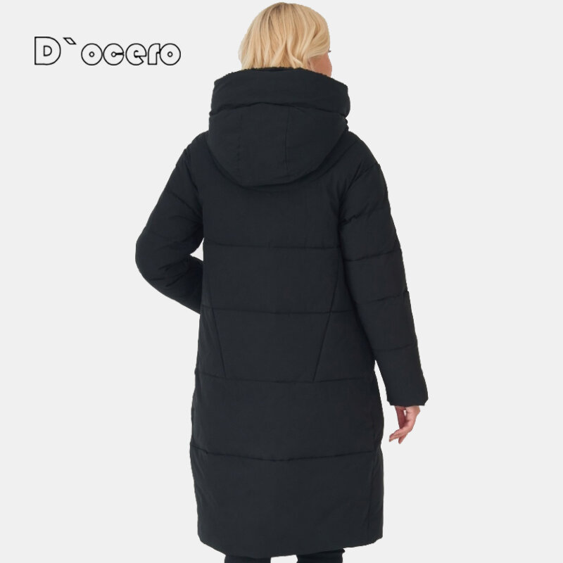 Doocero 2022 mulheres casacos de inverno moda simples longo para baixo jaqueta feminina parka quente grande tamanho acolchoado casaco com capuz outerwear