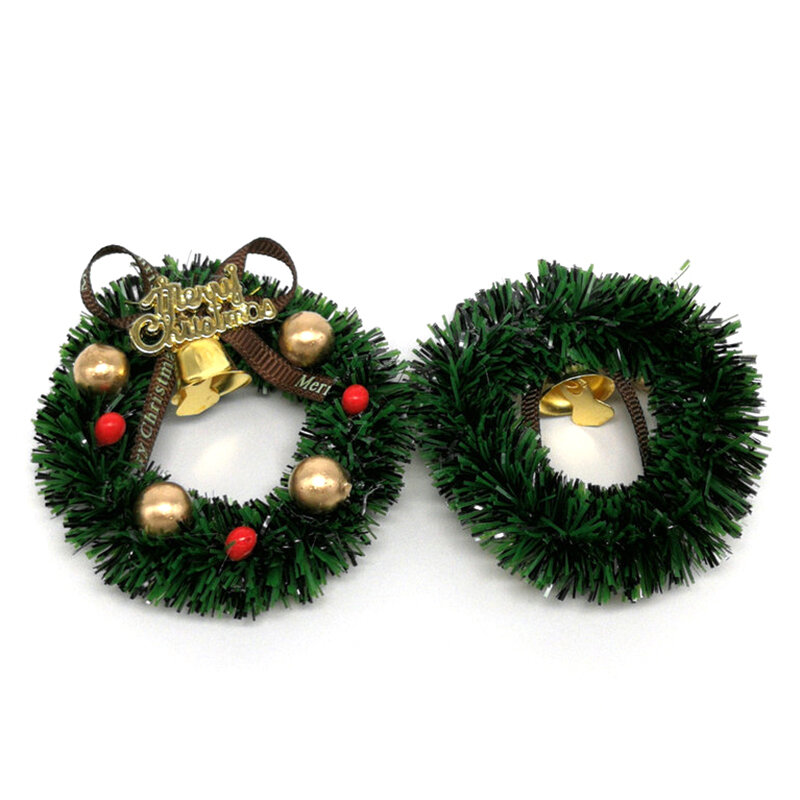 1 Pcs 6CM Miniature Wreath Doll House Christmas Tree Wall Decoration Accessories Children Toys Gift For Kid