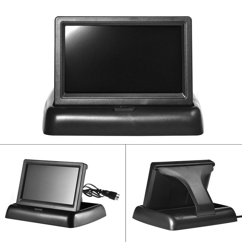 Babi-Monitor de visión trasera plegable para coche, pantalla LCD TFT de marcha atrás con cámara de visión nocturna, 4,3 pulgadas, HD