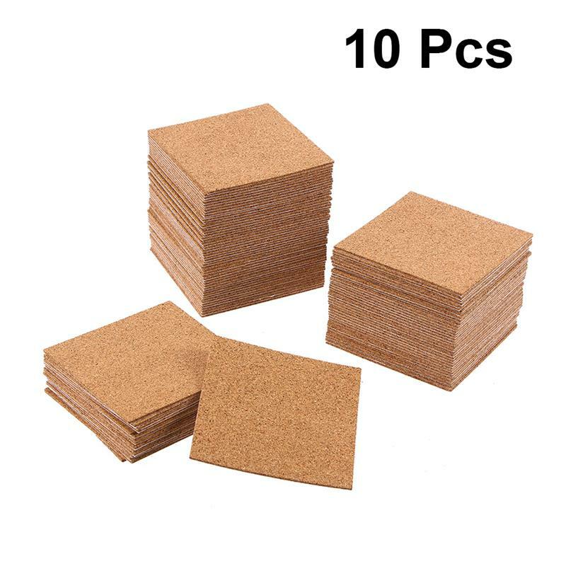 Posavasos de corcho autoadhesivos cuadrados, láminas de respaldo de corcho para posavasos y suministros de manualidades DIY, 10 unidades