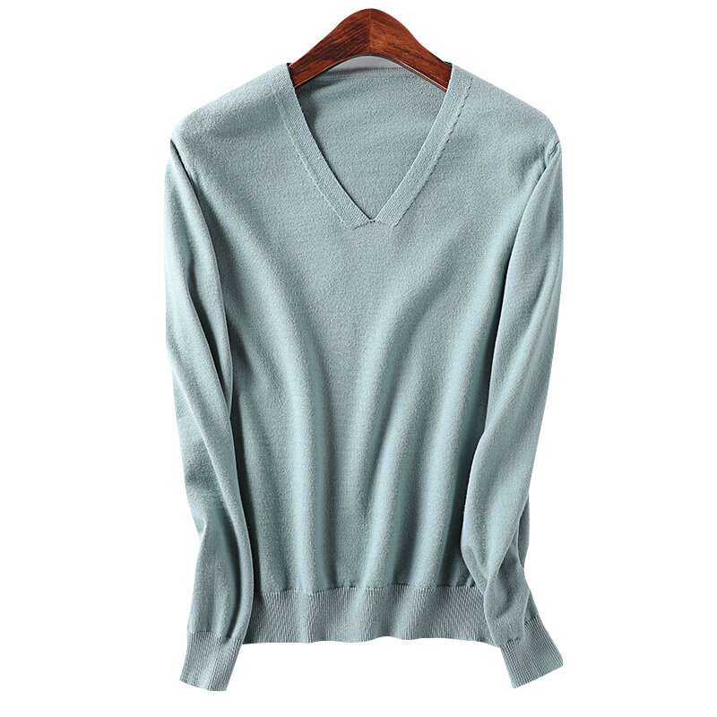 2022 nowych kobiet sweter z wełny sweter V Neck z długim rękawem miękki dzianinowy sweter dzianinowe sweter 3XL bluzki damskie Y225