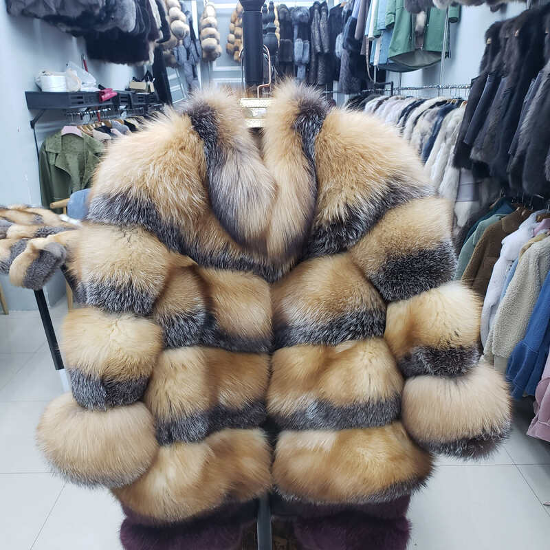 2021 neue frauen Echt Fox Pelzmantel Natürliche Pelz Luxus Winter Dicken Warmen Mantel Mädchen Echtpelz Jacke Freies verschiffen