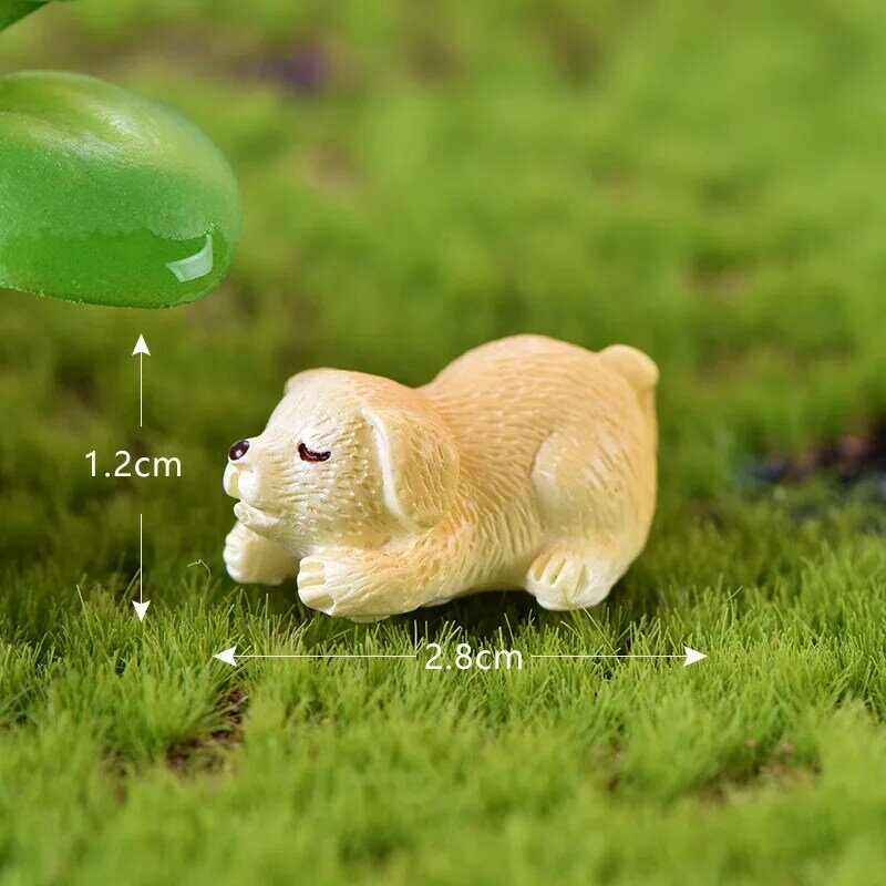 2PCS 2cm Cute Dog Figurines Resin Miniature Ornament Decoration Animals For Plants Bonsai Fairy Garden Decor