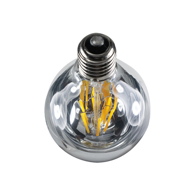Ampułka G80 E27 6W ściemniacz Led żarówka Cob 110v 220v ściemniania Globe Edison srebrna końcówka lustro lampa bezcieniowa oświetlenie domu