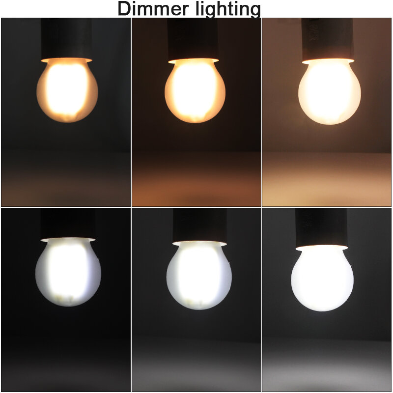 Lampara LED 필라멘트 전구, 조도 조절 가능, 프로스트 유리 쉘 라이트, 가정 방 E 27 촛불 에디슨 램프, G45 E27, 110v, 220V, 4W, 6W