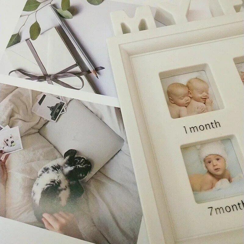 Fotos "mi primer año" Recuerdos conmemoran creativo DIY 0-12 meses bebé niños memoria creciente regalo pantalla marco de fotos de plástico