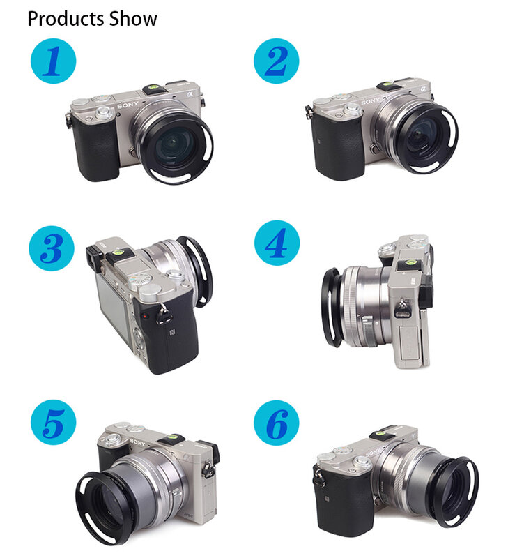 BIZOE-40.5mm 카메라 렌즈 후드, 소니 16-50 렌즈 NEX5C3N5T 5R 마이크로 싱글 A6000A6300A6400A6500A6600 카메라 A7M3M2R2S2A9 블랙