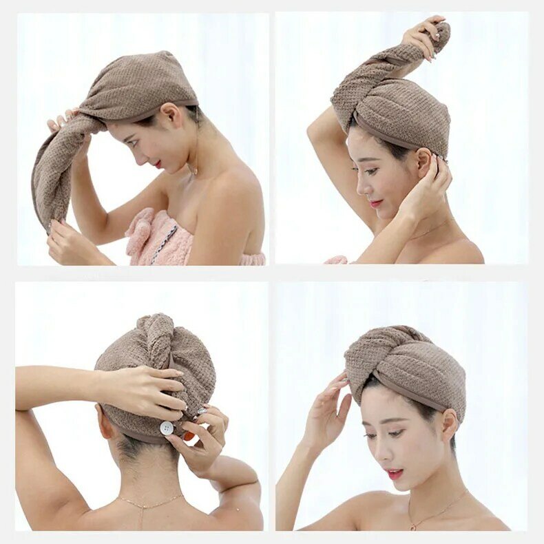 Serviette turban pour sécher les cheveux, tissu très absorbant en microfibre, épaisse, modèle féminin