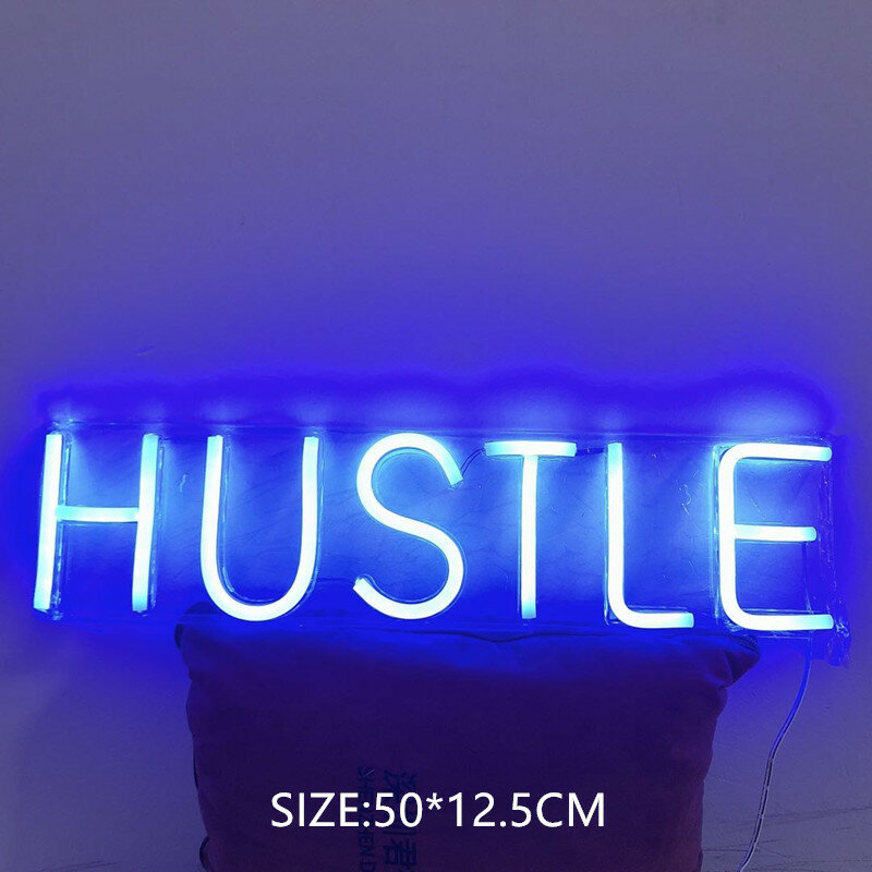 Dream Hustle Open Neon Wall Light Personalized Words Neon Sign for Restaurant Store Window Home Bedroom Christmas Art Decor Lamp