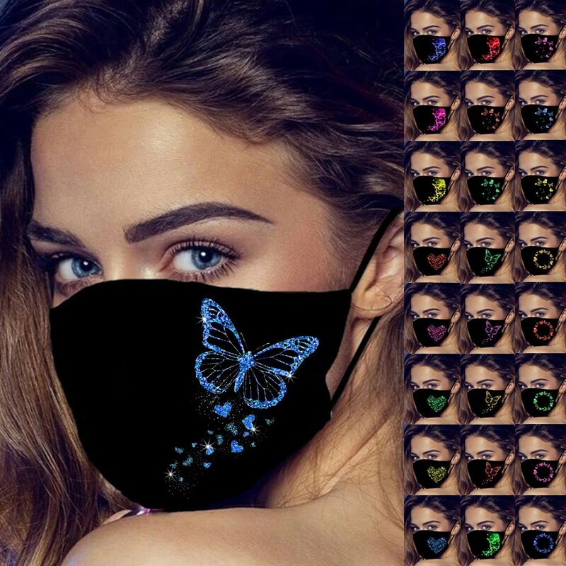 Maschera per adulti stampa in cotone maschera per farfalle di bellezza Mascarilla respiratore protettivo antipolvere maschere colorate per adulti antiappannamento