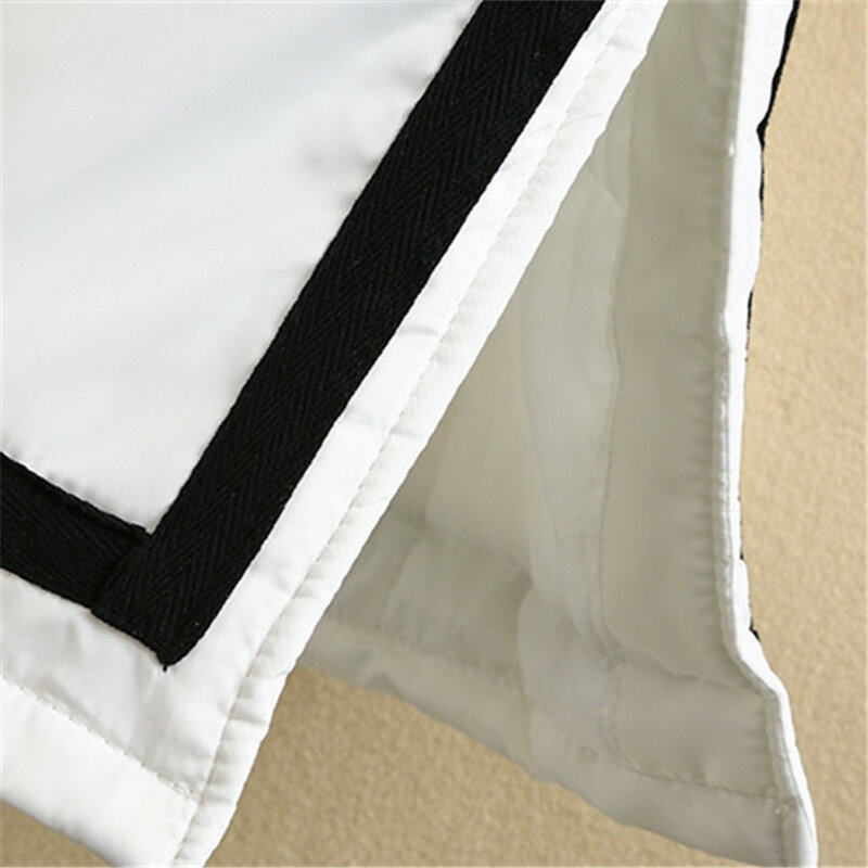 Plus Size Wintermantel für Frauen Langarm mit Kapuze Schwarz-Weiß-Streifen-Mosaik-Nähte Plus Baumwolle Verdickung Großer Mantel