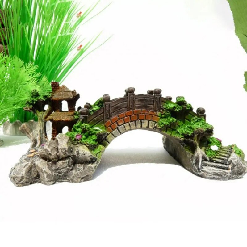 Aquarium Fish Tank Vintage Resin Craft Bridge Cave Shrimp Landscaping Fish Tank Ornament Decor Pet Supplies Home Decorations