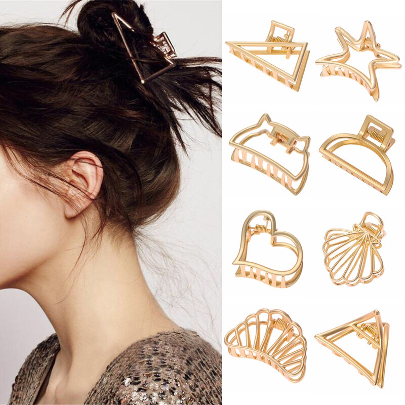 11 style geometryczne klamra do włosów dla kobiet dziewczyn zaciski do włosów kraba metalowe złoto klamra do włosów akcesoria spinki do włosów ozdoba 2019