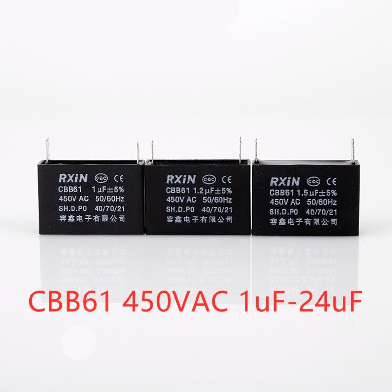 1 個 CBB61 開始容量 AC ファンコンデンサ 450V AC 1 uF/1.2 uF/1.5 uF/ 1.8 μ f の/2 uF/2.5 uF/3 uF 50/60 60hz のモーターランコンデンサ 450VAC