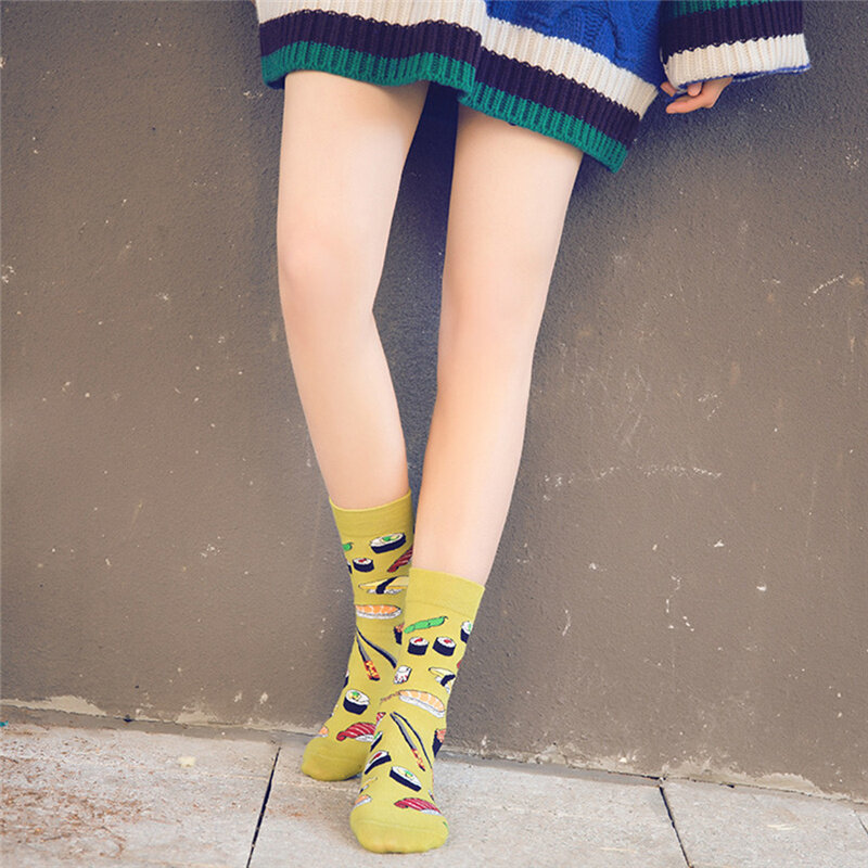 Mujeres Harajuku calcetines largos Arco Iris rayas calcetines niñas moda estampado algodón Patchwork tubo largo pantorrilla calcetines Color bloque 2020