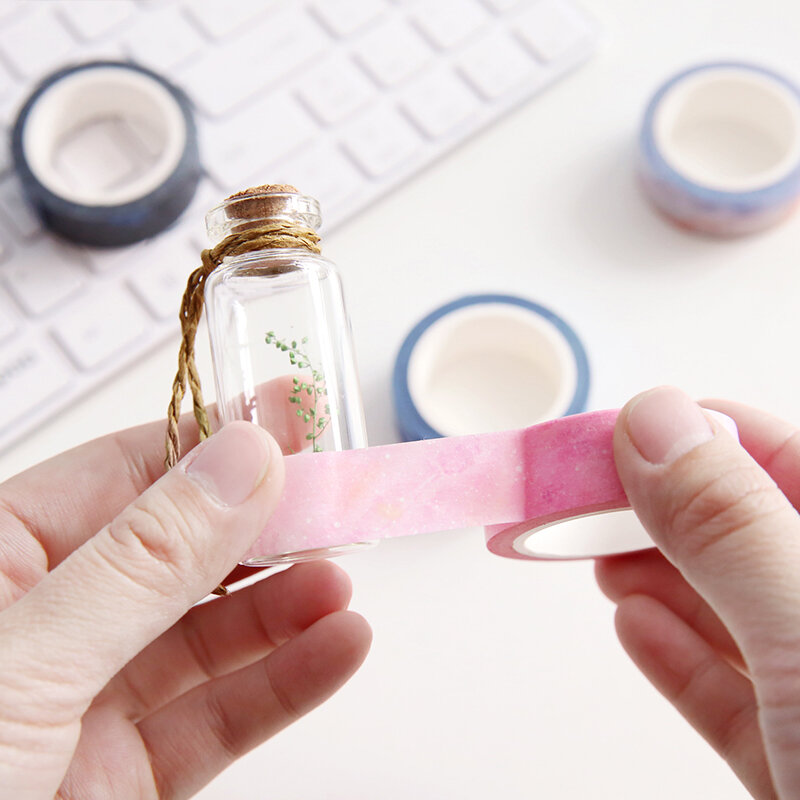 Fantasy Paper Washi Tape 15mm Full New Moon Galaxy Clear Pink Sky Color Adhesive Masking Tapes Stickers for Album Diary DIY 6187