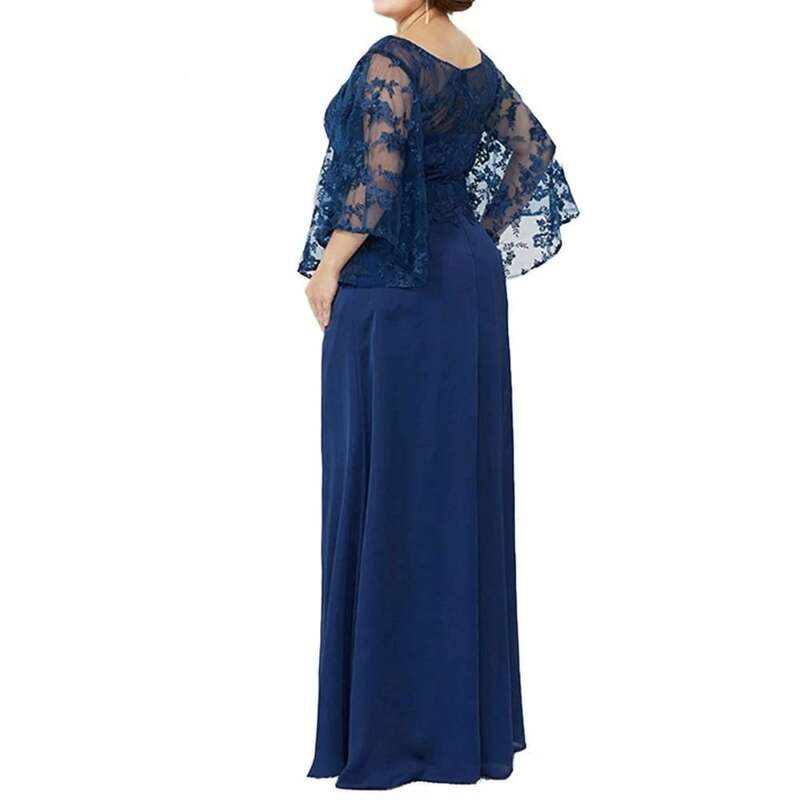 Long Sleeve Lace Top Plus Size Mother of the Bride Dress Floor Length Long Column Women Formal Evening Gowns Mother of Groom