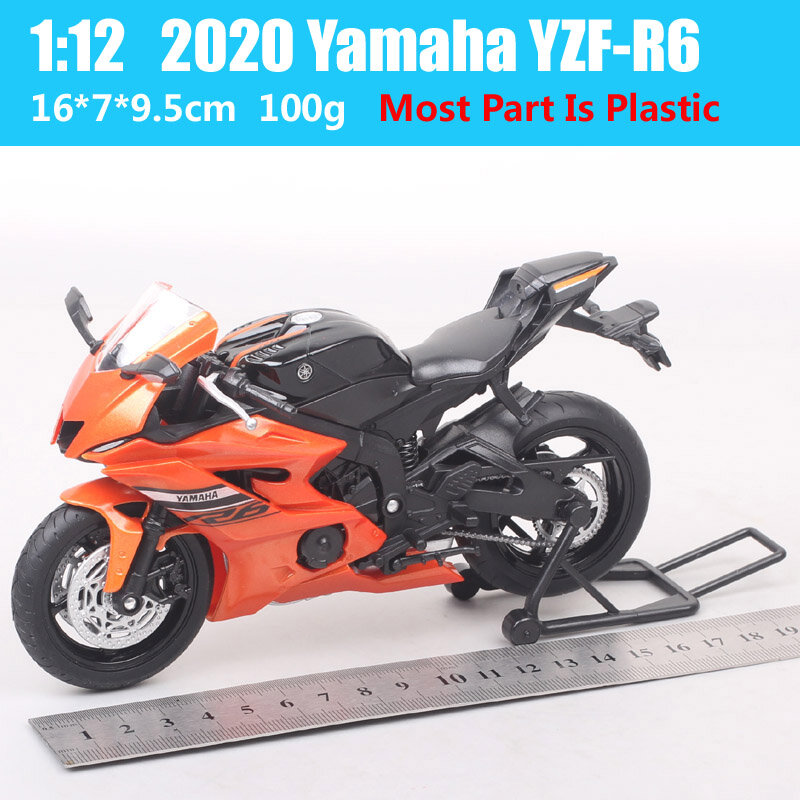 1:12 Scale Welly 2020 Yamaha YZF-R6 R6 Motorcycle Vehicle Racing Motorbike Model Toy Supersport Of Boy Children's Gift Miniature