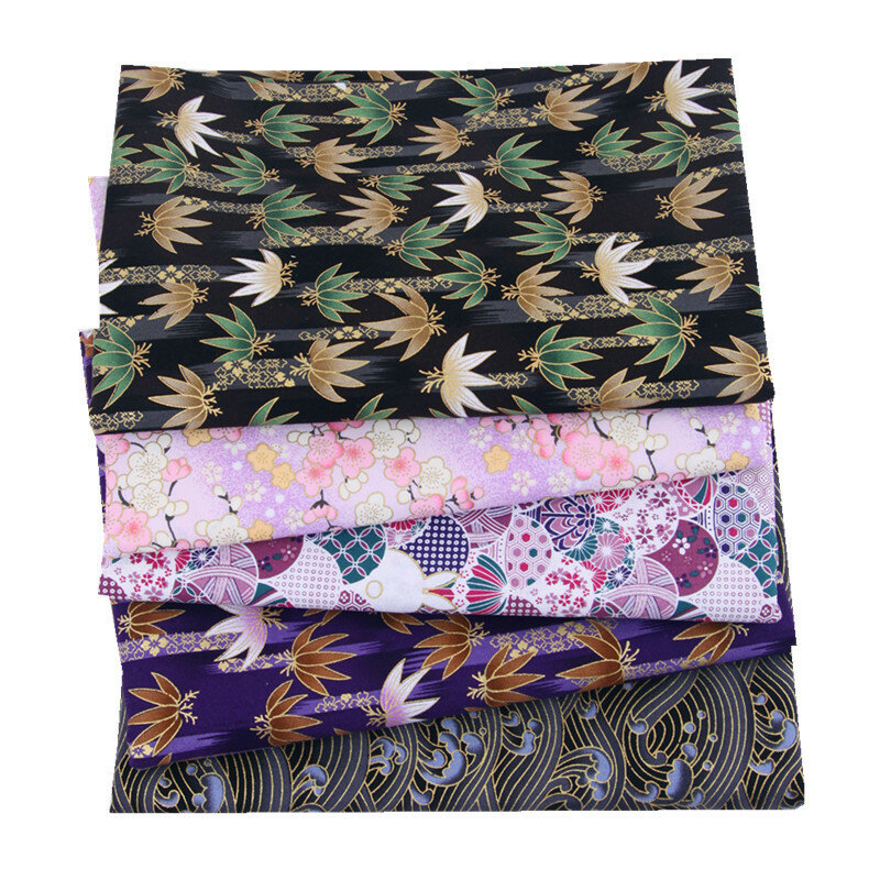 Lote de telas de algodón con estampado japonés para costura, tejido acolchado para coser muñecas, bolsos, manualidades, patchwork, 20x25cm