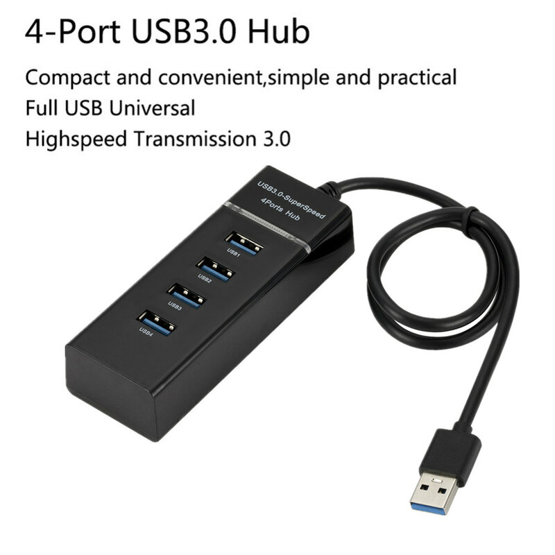 Высокоскоростной 4-портовый концентратор Grwibeou, высокоскоростной 4-портовый USB-концентратор 3,0, разветвитель с несколькими портами для настольных ПК, ноутбуков, адаптер USB 2,0, концентратор