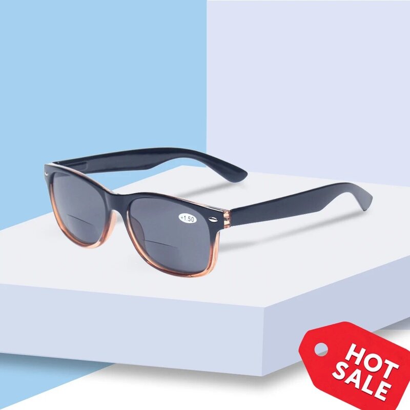 Henotin-Lunettes de lecture à charnière à ressort pour hommes et femmes, lunettes de soleil bifocales, verres gris, pêche en plein air, mode