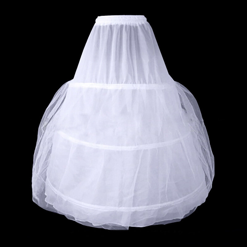 Rok dalam mode putih 3 lingkaran 2 lapis gaun bola pengantin pakaian dalam gaun Formal Crinoline Aksesori pernikahan