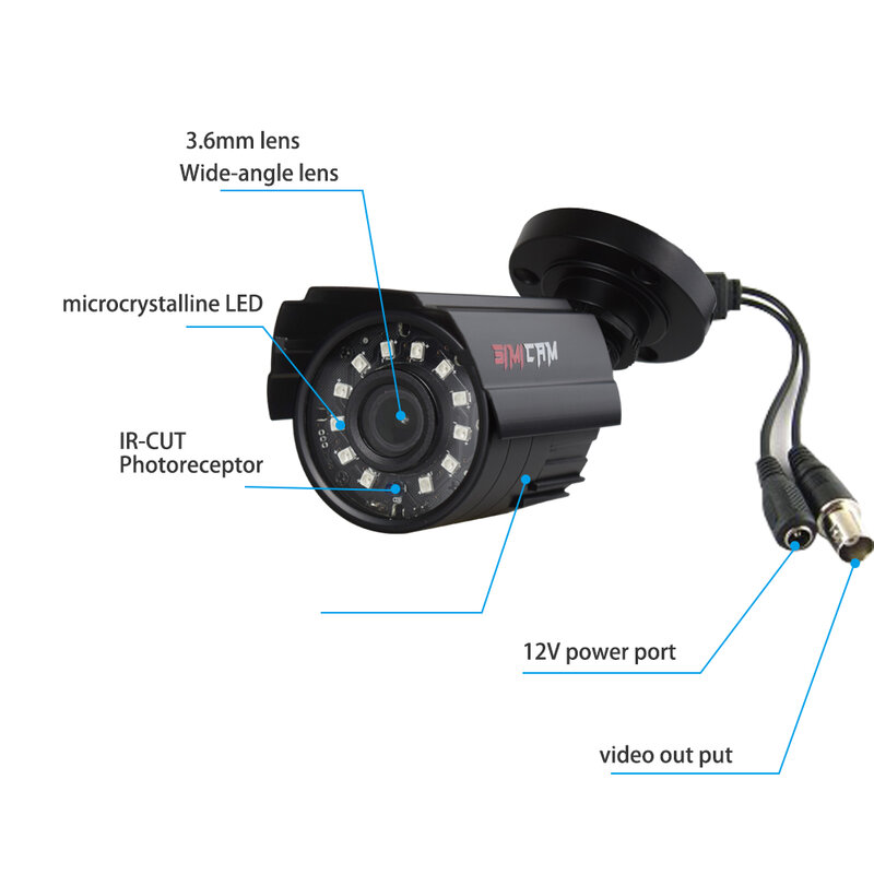 AHD CCTV Security Camera System, Visão Noturna, DVR, Gravador de Vídeo, Infravermelho, Visão Noturna, I-CUT, Kit de Vigilância 2K, Telefone, Remoto, 4ch, 5.0MP