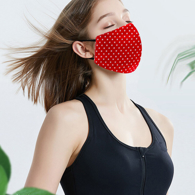 3/5 pc adulto algodão listra máscaras-poluição máscaras faciais reutilizáveis adulto unisex lavável dustproof polka dot máscara #30