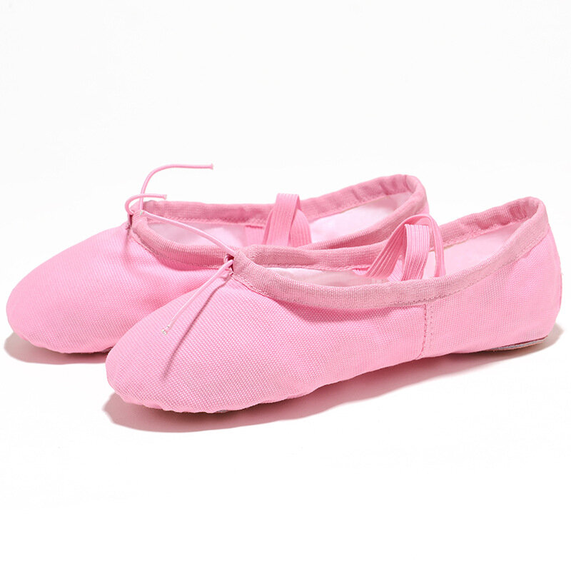 USHINE-Sapatos de couro e pano para exercícios internos, chinelos de ioga rosa para crianças, sapatilhas de lona para meninas e mulheres, tênis de ginástica para crianças
