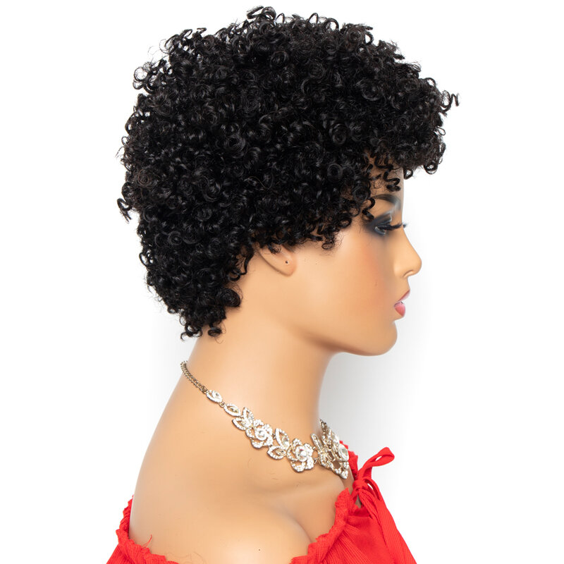 ショートキンキーカーリーかつらブラジルの Remy 毛本物の人間の髪かつら 150% 密度女性ナチュラルカラー Yepei 髪