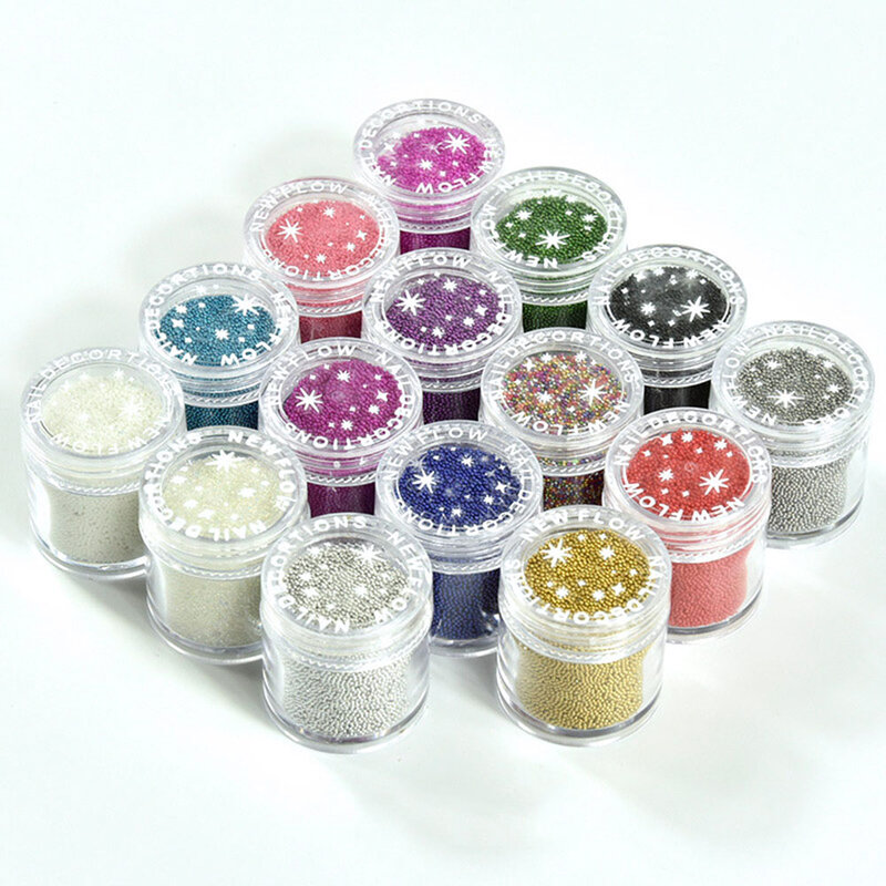 1 botella de cuentas de Caviar para decoración de uñas, diamantes de imitación, varios colores, Mini bola redonda, cuentas de cristal para uñas, decoraciones 3D, # P