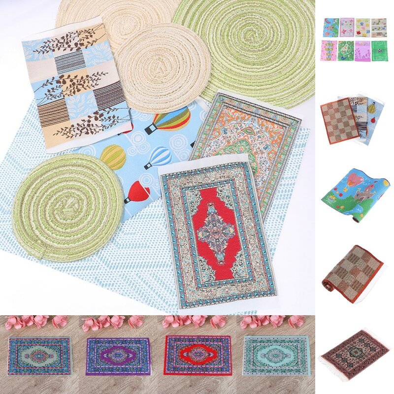 Alfombras turcas tejidas a mano para casa de muñecas, Mini alfombra de decoración en miniatura, revestimientos de suelo para escala 1:12, Kits de accesorios para casa de muñecas DIY