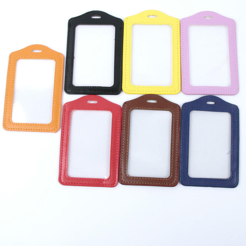 1PC Colorful No Zipper ID Badge Card Case Double-Sided Transparent Pu Imitation Leather Credit Card Holder Work Supplies 2022