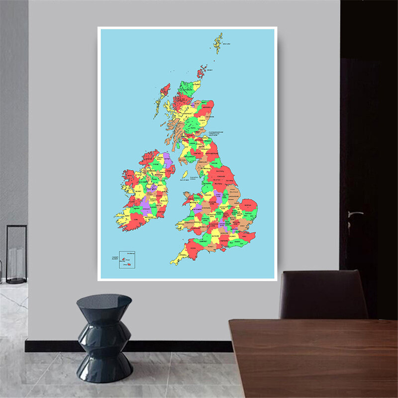 59*84cm The UK mappa politica Wall Art Poster Eco-friendly tela pittura soggiorno decorazione della casa materiale scolastico di viaggio