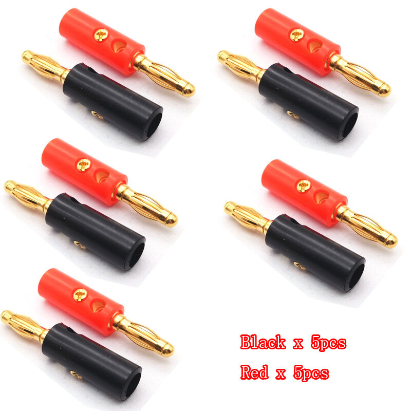 Audio Speaker Screw Banana Gold Plate Plugs Connectors 4mm IN STOCK Black Red Facotry Online Wholesale Golden